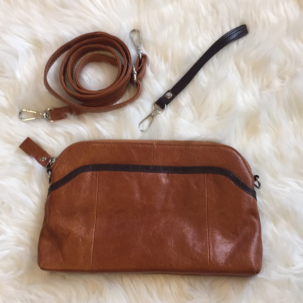Like new Lecxci leather wristlet/crossbody bag